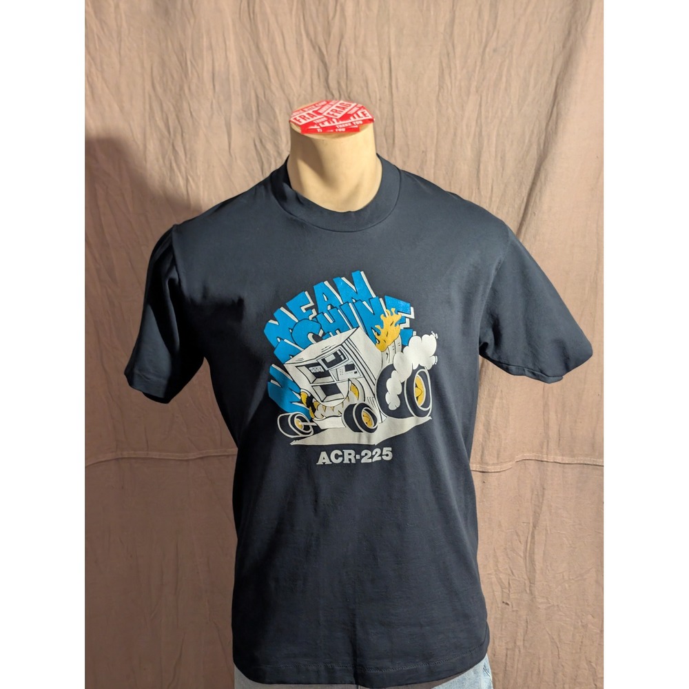 Screen Stars Mean Machine T-Shirt Mens L Black Excellent Vintage 80s 90s ACR-225
